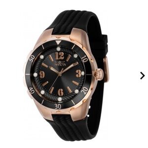 Invicta Angel Lady 40313 • 38mm Rose Gold & Black Silicone Watch